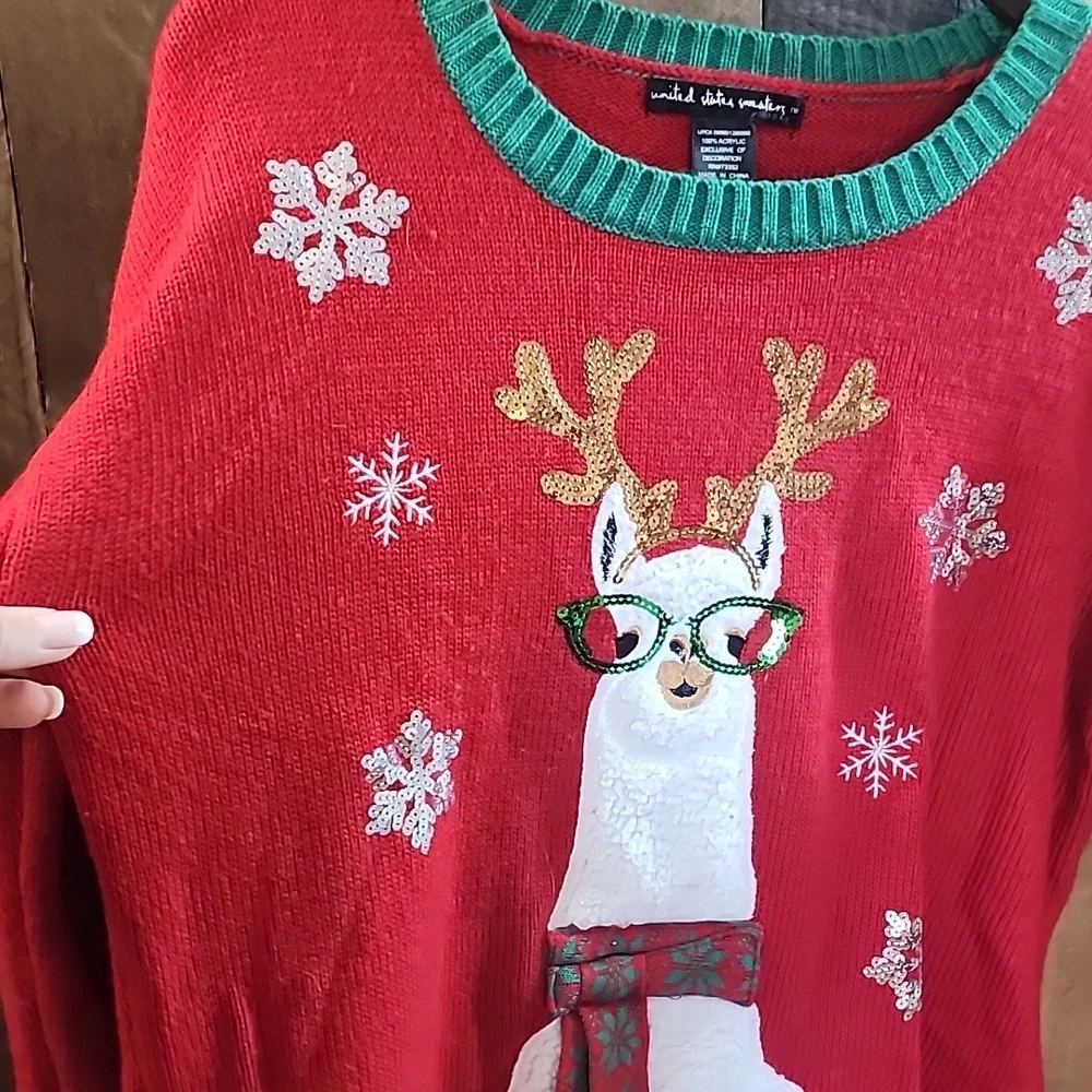 Ugly Christmas llama- United States Sweaters Size L - Picture 3 of 5